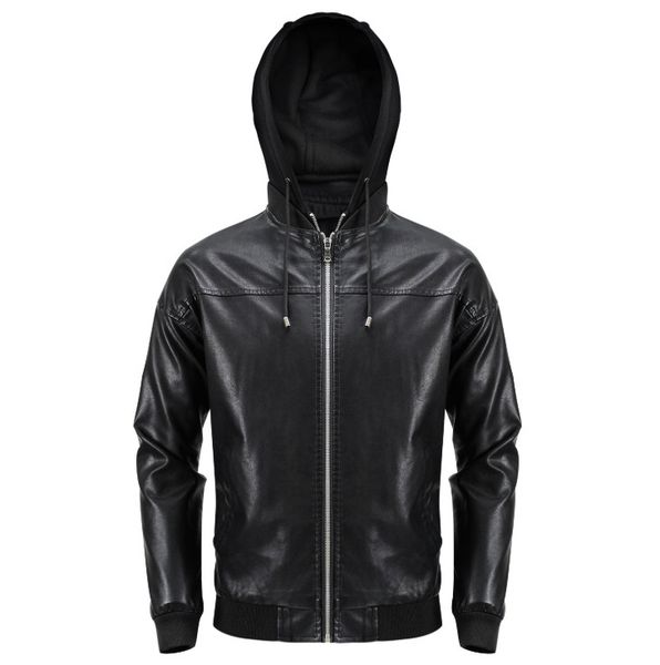 men new brand casual motorcycle leather jackets hooded zippers men's locomotive jackets bomber leather jacket coats, Black
men new brand casual motorcycle leather jackets hooded zippers men's locomotive jackets bomber leather jacket coats, Black
