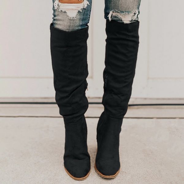 women's warm boots autumn and winter pointed thicken with side zipper knee high boots elastic women's shoes 2019 new, Black
women's warm boots autumn and winter pointed thicken with side zipper knee high boots elastic women's shoes 2019 new, Black