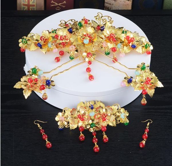 chinese hairpin hairpin suit ancient wedding fringe step shake accessories, Slivery;golden