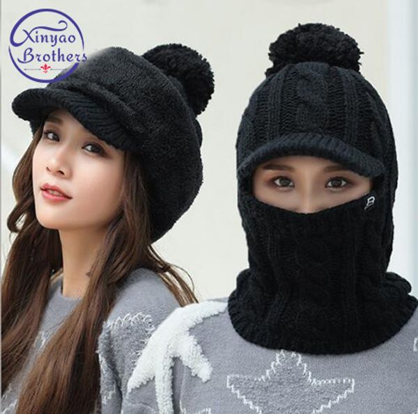 female warm beanie hat riding snow caps winter women knitted hat scarf set hairball pom pom fashion wool thickening collars, Blue;gray
female warm beanie hat riding snow caps winter women knitted hat scarf set hairball pom pom fashion wool thickening collars, Blue;gray