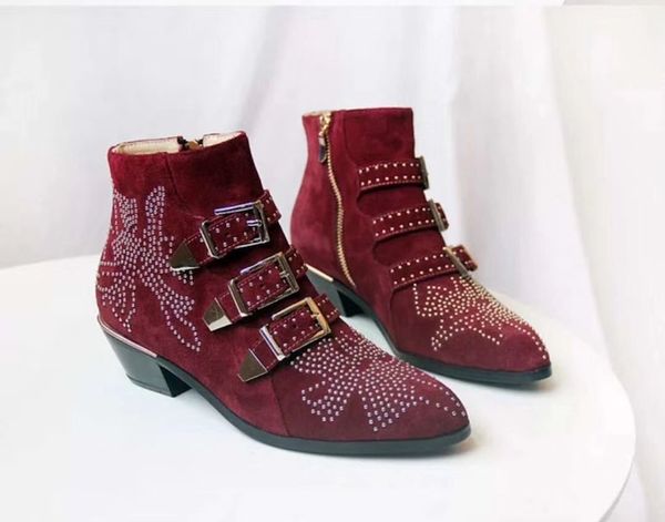 designers boots luxury susanna studded buckle ankle boots for women martin winter boot genuine leather suede chunky heel combat boots, Black
designers boots luxury susanna studded buckle ankle boots for women martin winter boot genuine leather suede chunky heel combat boots, Black