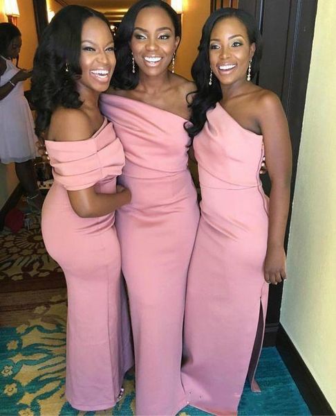 one shoulder mermaid ruched side split bridesmaid dresses beautiful cocktail pageant celebrity gowns custom made evening gowns, White;pink
one shoulder mermaid ruched side split bridesmaid dresses beautiful cocktail pageant celebrity gowns custom made evening gowns, White;pink
