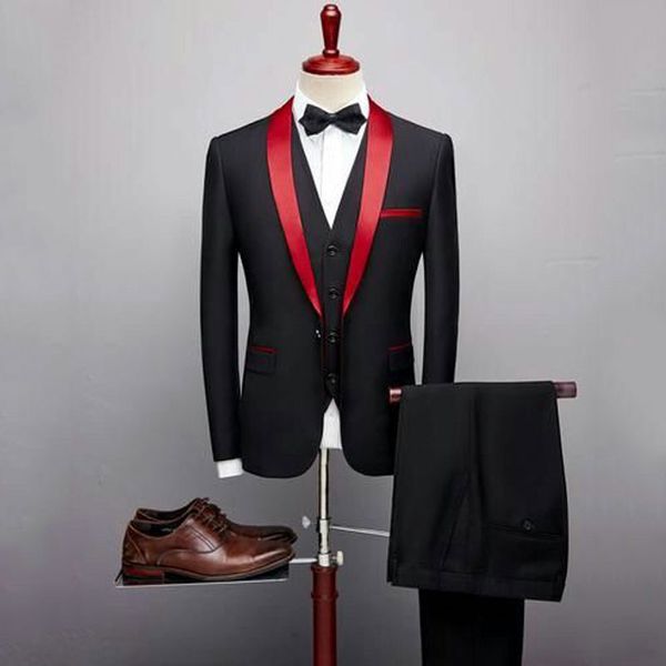 latest design black groom tuxedos mens wedding suits pants red shawl lapel man blazer man outfit 3piece terno masculino homecoming party, Black;gray
latest design black groom tuxedos mens wedding suits pants red shawl lapel man blazer man outfit 3piece terno masculino homecoming party, Black;gray