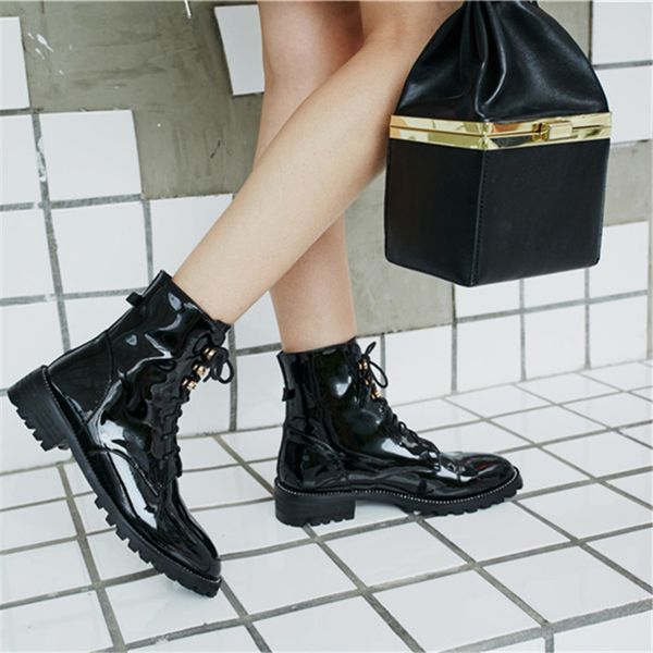 women lace up boots yechne rainbow mirror genuine leather thick platform ankle boots for women fashion, Black
women lace up boots yechne rainbow mirror genuine leather thick platform ankle boots for women fashion, Black
