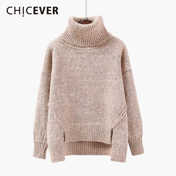 chicever autumn winter sweater for women turtleneck long sleeve loose asymmetric hem split thick warm sweaters fashion clothes, White;black
chicever autumn winter sweater for women turtleneck long sleeve loose asymmetric hem split thick warm sweaters fashion clothes, White;black