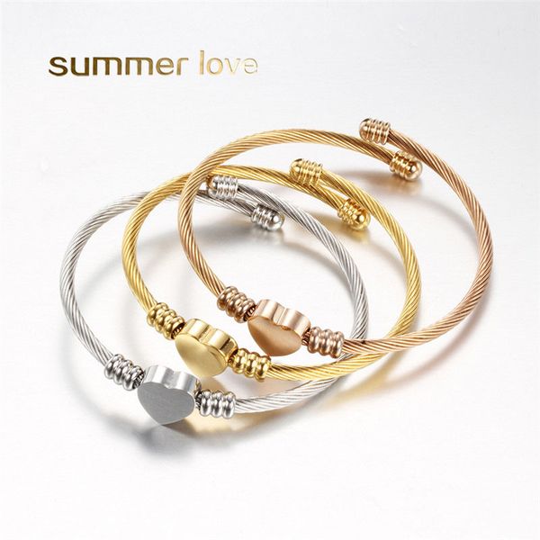 new heart adjustable gold silver rose gold bracelet high polishing stainless steel screw cable charm bracelets for women girls, Black
new heart adjustable gold silver rose gold bracelet high polishing stainless steel screw cable charm bracelets for women girls, Black