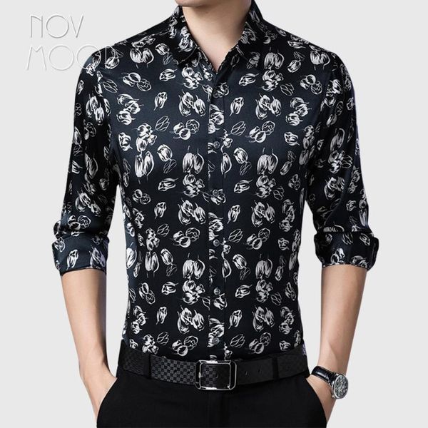 novmoop 2020 korean style natural silk men's shirt with flora prints camisa de seda de los hombres lt3186, White;black
novmoop 2020 korean style natural silk men's shirt with flora prints camisa de seda de los hombres lt3186, White;black