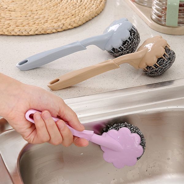 Stainless Steel Wire Ball Brush With Long Handle Kitchen Hanging cleaning brush pan Kitchen Dish handle Washing Tool
Stainless Steel Wire Ball Brush With Long Handle Kitchen Hanging cleaning brush pan Kitchen Dish handle Washing Tool