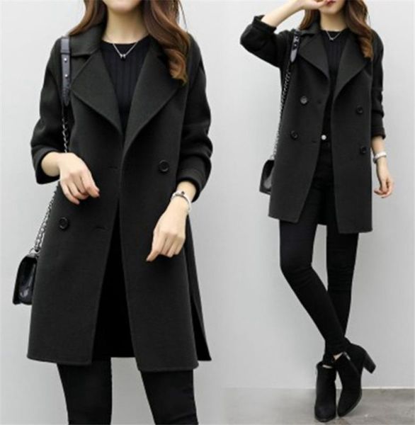 korean fashion woolen coat women autumn winter new women's slim long section cocoon jacket office ladies outwear, Black
korean fashion woolen coat women autumn winter new women's slim long section cocoon jacket office ladies outwear, Black