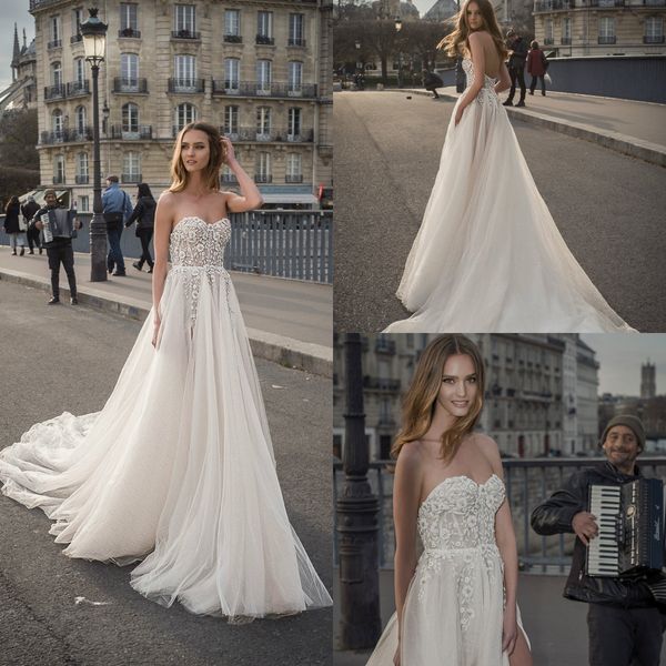 2019 bohemian wedding dresses sweetheart a line lace 3d floral appliqued boho wedding dress beads sweep train plus size summer bridal gowns, White
2019 bohemian wedding dresses sweetheart a line lace 3d floral appliqued boho wedding dress beads sweep train plus size summer bridal gowns, White