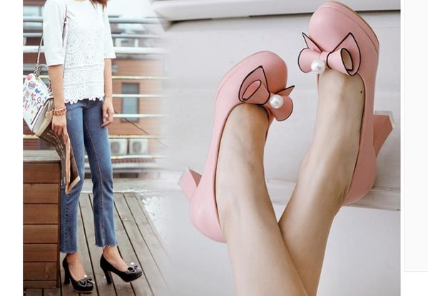 2020 spring and autumn with new style fashion high heel coarse heel round head bowknot waterproof table women's shoes @mqwbh753, Black
2020 spring and autumn with new style fashion high heel coarse heel round head bowknot waterproof table women's shoes @mqwbh753, Black