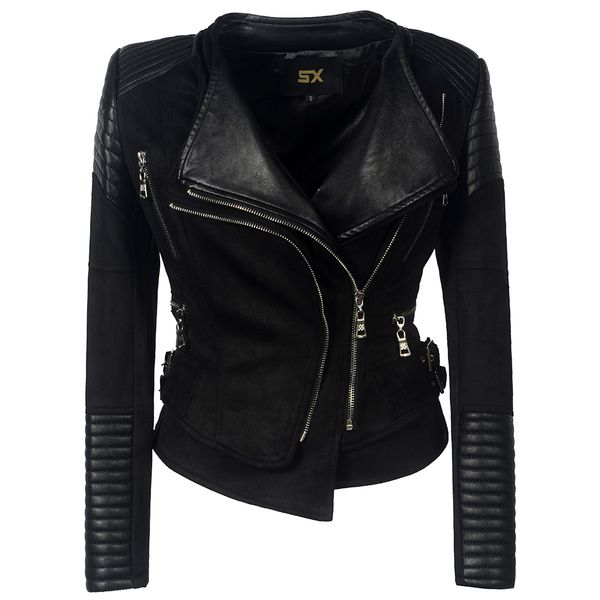 sx faux pu leather women jacket zipper ladies suede motorcycle coat punk biker outerwear street style long sleeve biker jacket, Black
sx faux pu leather women jacket zipper ladies suede motorcycle coat punk biker outerwear street style long sleeve biker jacket, Black