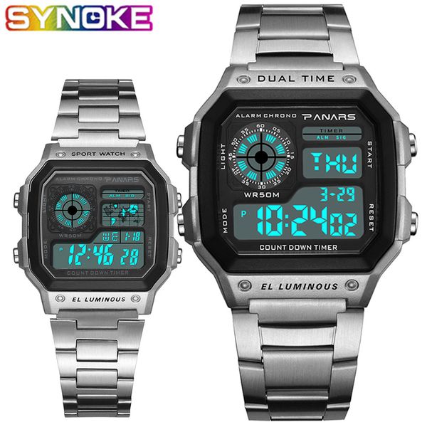 synoke men watch sport digital watches count down waterproof watch stainless business wristwatches male clock relogio masculino, Slivery;brown
synoke men watch sport digital watches count down waterproof watch stainless business wristwatches male clock relogio masculino, Slivery;brown