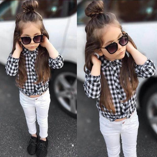 kids clothes girls clothing set 2pcs baby outfits clothes plaid t-shirt blouse long pants set roupas menina, White
kids clothes girls clothing set 2pcs baby outfits clothes plaid t-shirt blouse long pants set roupas menina, White