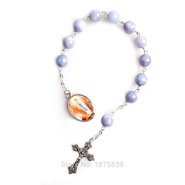 our lady of lourdes pray rosary chaplets round stone beads, Black
our lady of lourdes pray rosary chaplets round stone beads, Black