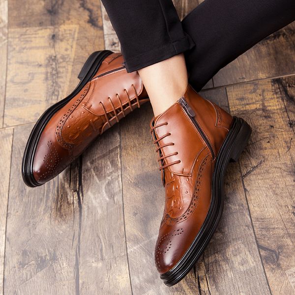 2019 luxury designer men's comfortable casual business dress personality shoes british wind high shoes, Black
2019 luxury designer men's comfortable casual business dress personality shoes british wind high shoes, Black