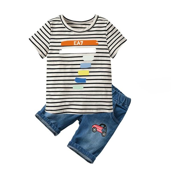 toddler boys clothing set cotton t shirt+jeans shorts 2pcs short sleeve striped children clothes, White
toddler boys clothing set cotton t shirt+jeans shorts 2pcs short sleeve striped children clothes, White