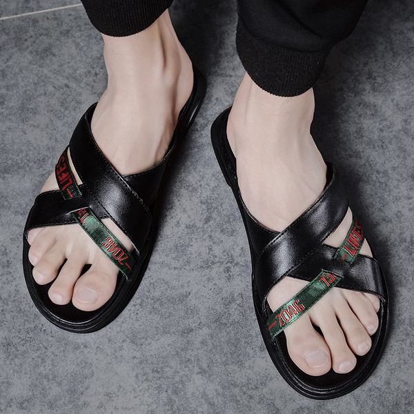 new summer sandals men soft leather shoes fashion black white shoes mens beach slippers flat summer holiday a2323
new summer sandals men soft leather shoes fashion black white shoes mens beach slippers flat summer holiday a2323