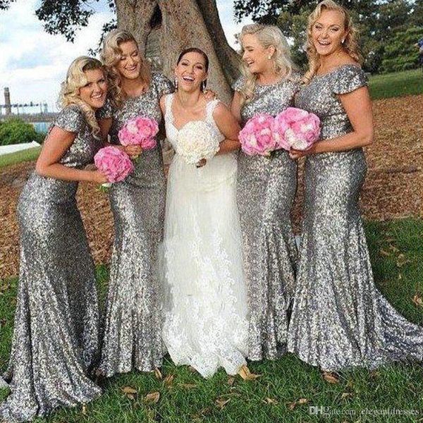 mermaid bridesmaids dresses modest bling bling short sleeves sequins long scoop neck sweep train long maid of honor vestidos, White;pink
mermaid bridesmaids dresses modest bling bling short sleeves sequins long scoop neck sweep train long maid of honor vestidos, White;pink