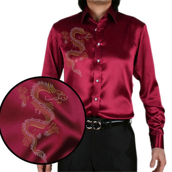 men's shirt simulation silk fashion chinese style dragon pattern men's shirt long-sleeved comfortable high-end mens casual, White;black
men's shirt simulation silk fashion chinese style dragon pattern men's shirt long-sleeved comfortable high-end mens casual, White;black