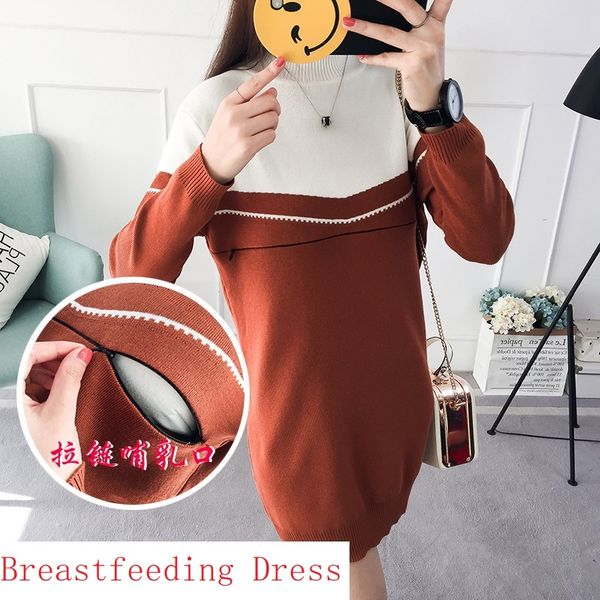 2019 autumn winter knitted maternity sweater nursing dress elegant breastfeeding dress for pregnant women maternity clothes, White
2019 autumn winter knitted maternity sweater nursing dress elegant breastfeeding dress for pregnant women maternity clothes, White