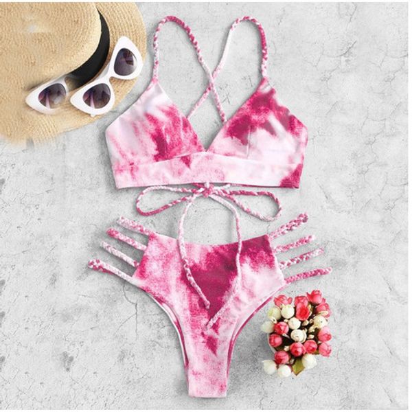 2020 summer women bikini tie dye printed set swimsuit two piece filled bra hollow out bandage swimwear beachwear kostium
2020 summer women bikini tie dye printed set swimsuit two piece filled bra hollow out bandage swimwear beachwear kostium