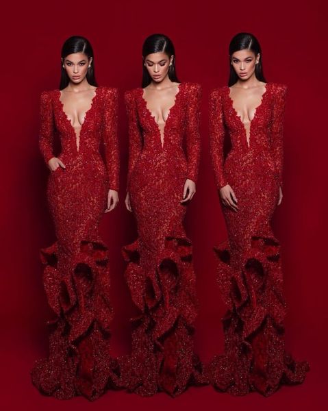 gorgeous red evening dresses deep v neck lace appliqued beads floor length tiered skirts prom dress long sleeve formal occasion gowns, Black;red
gorgeous red evening dresses deep v neck lace appliqued beads floor length tiered skirts prom dress long sleeve formal occasion gowns, Black;red