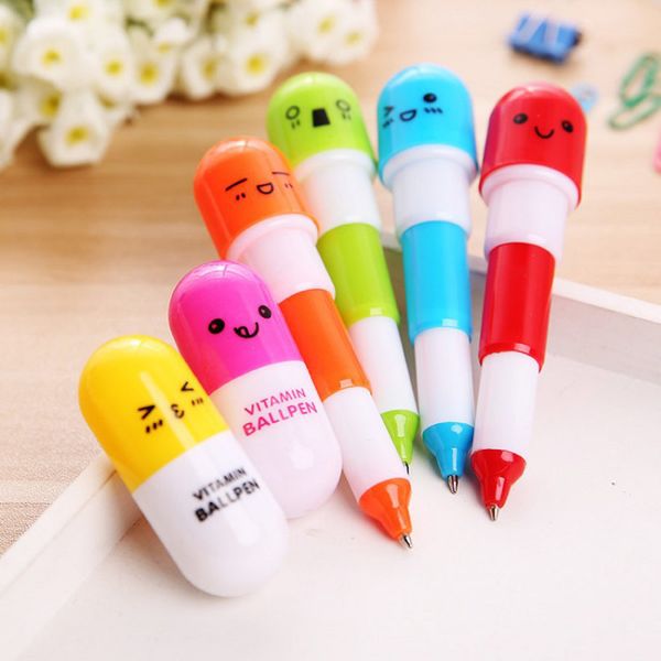 Pill Shape Retractable Ball Point Pen Rollerball Pens Creative Stationery Students Children's Gifts 2020