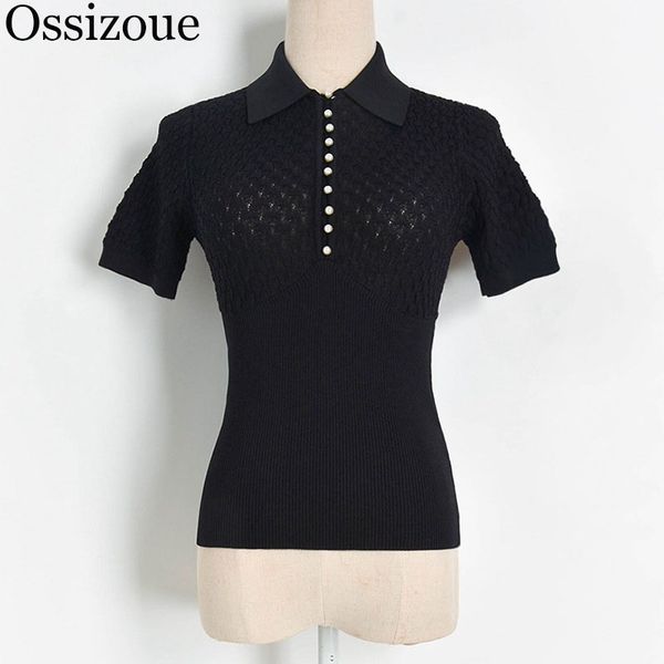 2020 solid knitted t shirt summer women turn-down collar short sleeve pearl buttons slim tshirt femme tees female knitwear, White
2020 solid knitted t shirt summer women turn-down collar short sleeve pearl buttons slim tshirt femme tees female knitwear, White