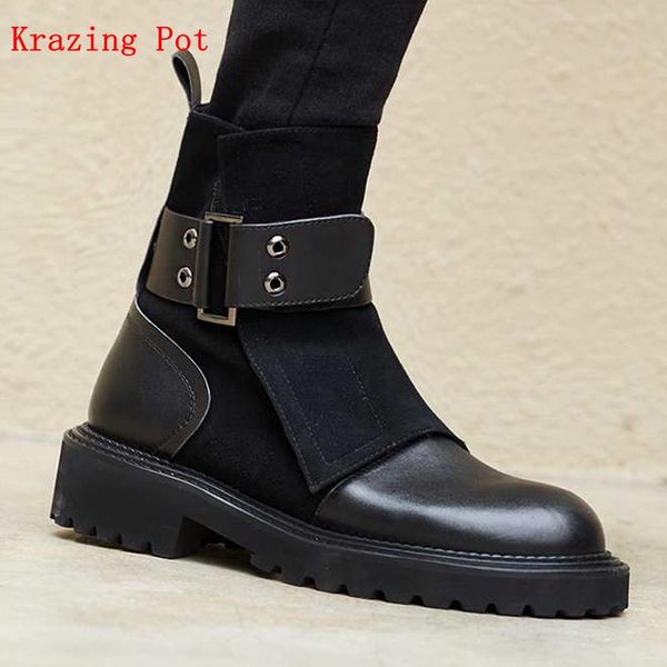krazing pot genuine leather boots style round toe med heels keep warm rivet buckle straps british style european ankle boots l21, Black
krazing pot genuine leather boots style round toe med heels keep warm rivet buckle straps british style european ankle boots l21, Black