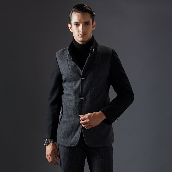 new fashion patchwork stand collar abrigos hombres invierno thick quality mens coat winter wool, Black
new fashion patchwork stand collar abrigos hombres invierno thick quality mens coat winter wool, Black