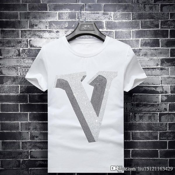 designer shirts trend men's short sleeve t-shirt 2020 summer new letter rhinestone slim korean men's tide brand size s, White;black
designer shirts trend men's short sleeve t-shirt 2020 summer new letter rhinestone slim korean men's tide brand size s, White;black