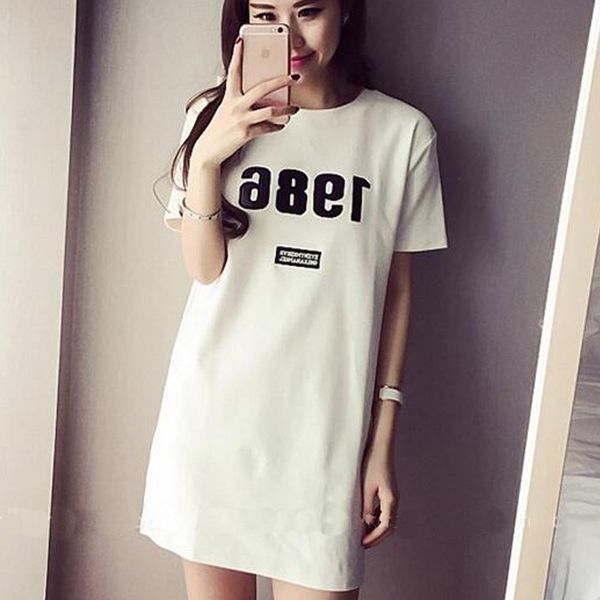 2020 new woman tshirt summer female loose slim short sleeve round collar letter print long t-shirt female clothes, White
2020 new woman tshirt summer female loose slim short sleeve round collar letter print long t-shirt female clothes, White