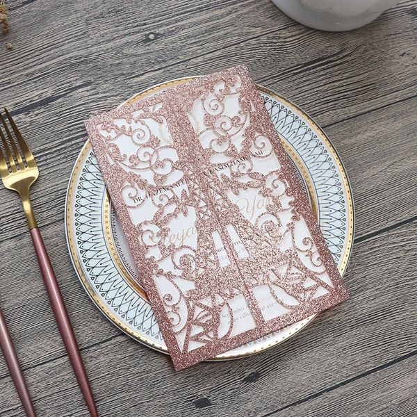 100 pieces/lot) laser cut eiffel-tower wedding invitation card personalized rose gold glittery quinceanera birthday card ic142
100 pieces/lot) laser cut eiffel-tower wedding invitation card personalized rose gold glittery quinceanera birthday card ic142
