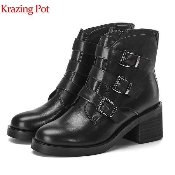 krazing pot cow leather round toe high heel hollywood leisure concise buckle decoration zipper punk rock style boots l05, Black
krazing pot cow leather round toe high heel hollywood leisure concise buckle decoration zipper punk rock style boots l05, Black