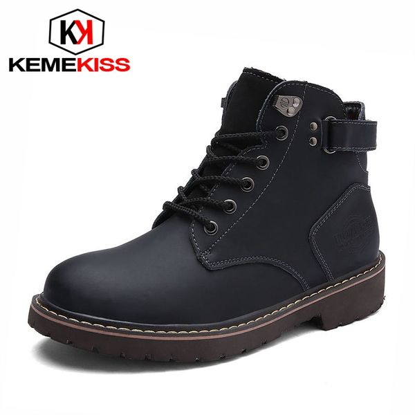 kemekiss men ankle boots solid color round toe work botas metal decoration high handmade boots male footwear size 38-44, Black
kemekiss men ankle boots solid color round toe work botas metal decoration high handmade boots male footwear size 38-44, Black