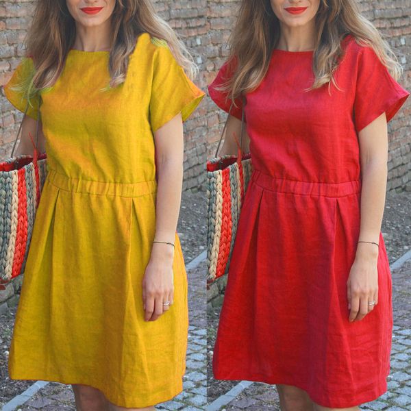 summer dress 2019 fashion fashion women o-neck short sleeve solid loose cotton linen casual dress vestidos robe femme, Black;gray
summer dress 2019 fashion fashion women o-neck short sleeve solid loose cotton linen casual dress vestidos robe femme, Black;gray