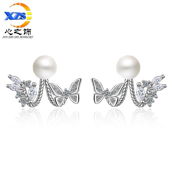 faux pearl butterfly after hanging stud earrings womens temperament korean-style personality simple girl heart ins hipster earrings, Golden 
faux pearl butterfly after hanging stud earrings womens temperament korean-style personality simple girl heart ins hipster earrings, Golden