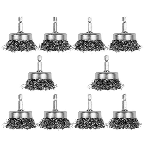 absf 10 pack wire cup brush with 1/4-inch hex shank, 2 inch wire drill brush set for removal of rust/corrosion/paint
absf 10 pack wire cup brush with 1/4-inch hex shank, 2 inch wire drill brush set for removal of rust/corrosion/paint