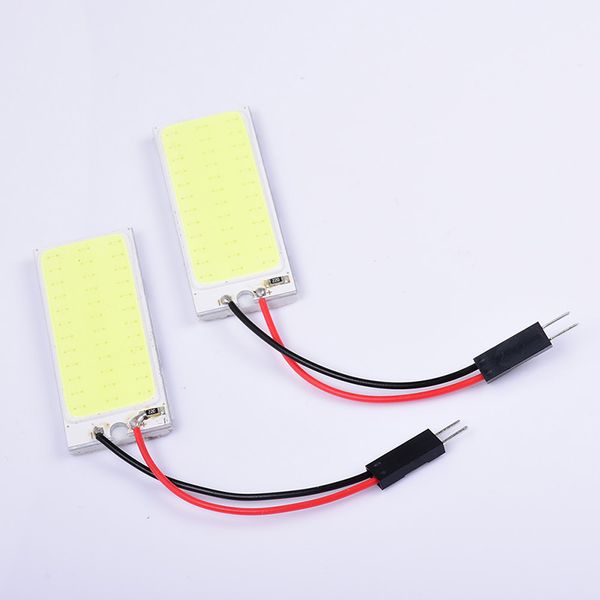 2pcs pure white t10 ba9s 18 cob led interior panel light festoon map dome adapter
