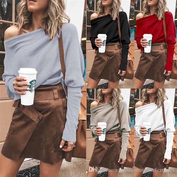 womens designer casual solid color t shirt bat sleeve neckline fashion famale spring clothes, White
womens designer casual solid color t shirt bat sleeve neckline fashion famale spring clothes, White