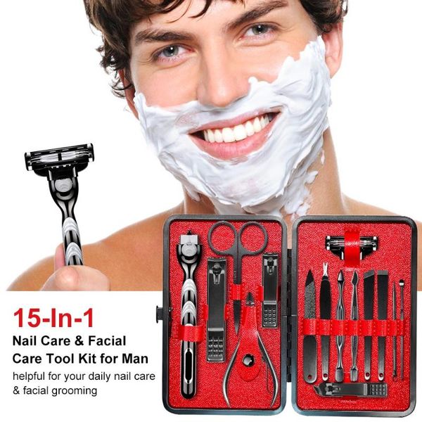 15 in 1 pedicure & manicure set nail clippers file trimmer beard shaving tools travel & grooming kit nail art tool with pu bag
15 in 1 pedicure & manicure set nail clippers file trimmer beard shaving tools travel & grooming kit nail art tool with pu bag