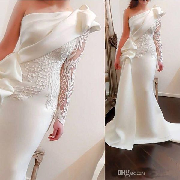 arabic mermaid evening dresses with one shoulder sash long sleeve embroidery ruching formal party dresses asymmetric prom gowns, Black;red
arabic mermaid evening dresses with one shoulder sash long sleeve embroidery ruching formal party dresses asymmetric prom gowns, Black;red