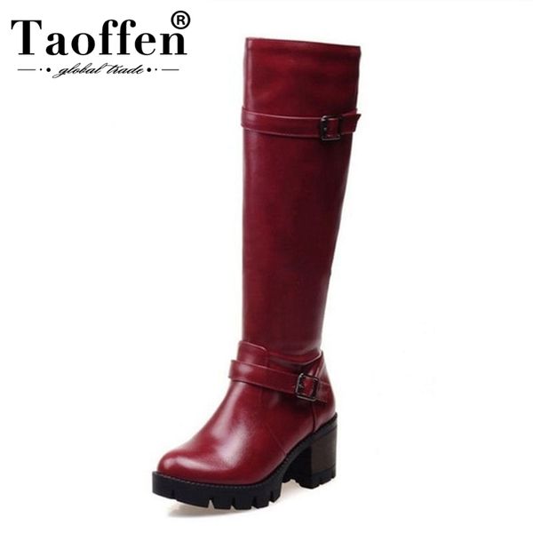 taoffen size 33-43 women high heel boots round toe zipper metal buckle knee boots fashion simple winter shoes women footwear, Black
taoffen size 33-43 women high heel boots round toe zipper metal buckle knee boots fashion simple winter shoes women footwear, Black