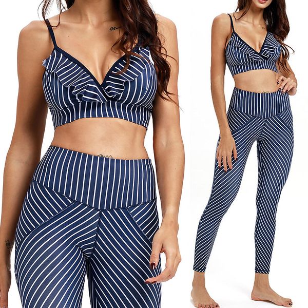 women yoga suit crop with pants striped print strappy v neck slim fit clothing set kh889, White;red
women yoga suit crop with pants striped print strappy v neck slim fit clothing set kh889, White;red