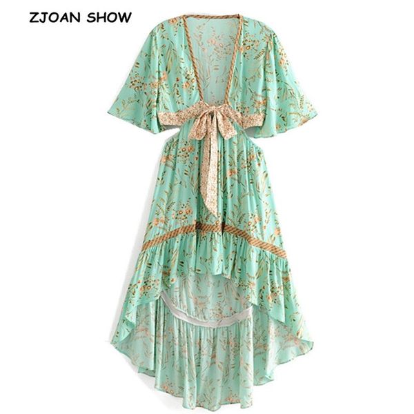 2019 new turquoise tide bow sashes hollow out waist dress ethnic woman deep v neck floral print short sleeve swallowtail dresses, Black;gray
2019 new turquoise tide bow sashes hollow out waist dress ethnic woman deep v neck floral print short sleeve swallowtail dresses, Black;gray