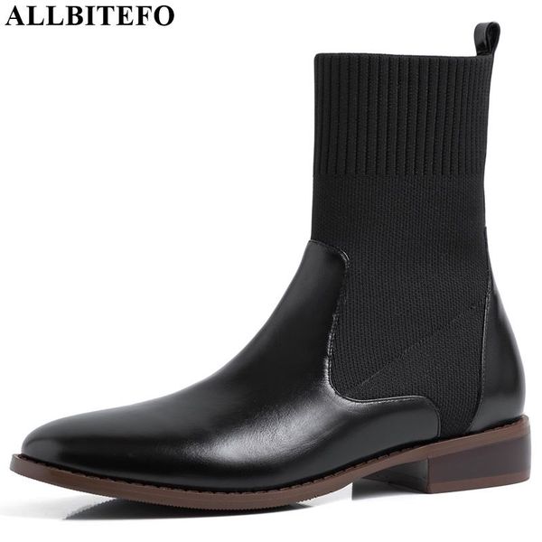 allbitefo natural genuine leather+knitting wool autumn winter women boots round toe ankle boots comfortable fashion girls, Black
allbitefo natural genuine leather+knitting wool autumn winter women boots round toe ankle boots comfortable fashion girls, Black