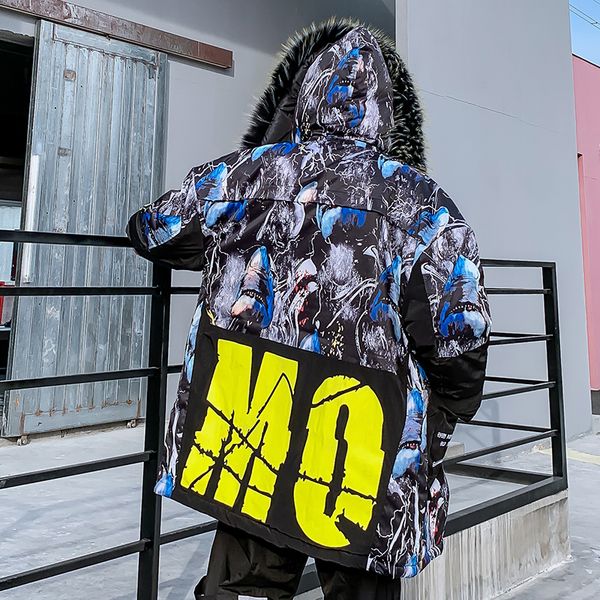 hip hop mens winter jackets and coats patchwork color block advanced men parkas coat high street fur hooded padded cotton parkas, Black
hip hop mens winter jackets and coats patchwork color block advanced men parkas coat high street fur hooded padded cotton parkas, Black