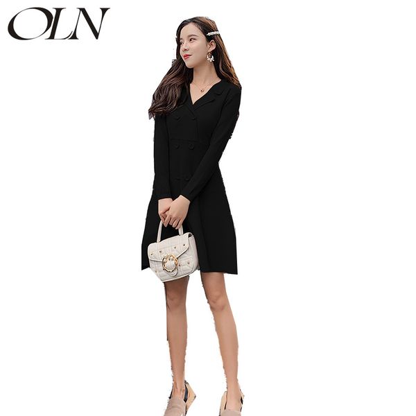 women dress autumn winter new fashion korean version mid-length turn-down collar double breasted thicken knitted sweater dresses, Black;gray
women dress autumn winter new fashion korean version mid-length turn-down collar double breasted thicken knitted sweater dresses, Black;gray