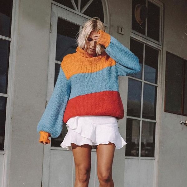 winter striped loose turtleneck fashion casual cute rainbow female sweater sweet knitted autumn pullovers sweaters, White;black
winter striped loose turtleneck fashion casual cute rainbow female sweater sweet knitted autumn pullovers sweaters, White;black